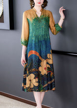 Load image into Gallery viewer, Plus Size Colorblock Print Wrinkled Silk A Line Dresses Bracelet Sleeve