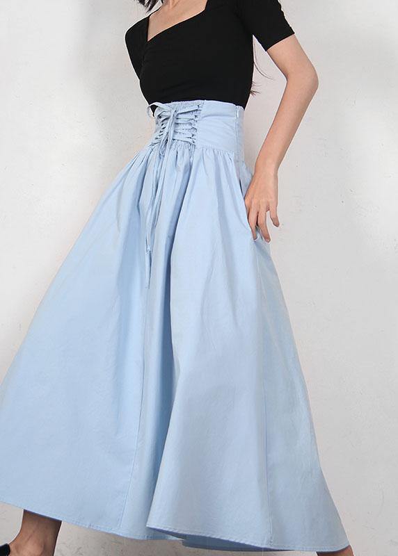 Plus Size Green Cinched Summer Tie Waist Skirt Cotton