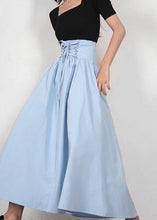 Load image into Gallery viewer, Plus Size Green Cinched Summer Tie Waist Skirt Cotton