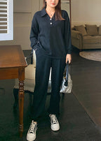 Plus Size Grey Oversized Pockets Cotton Sweatshirt Pants Fall