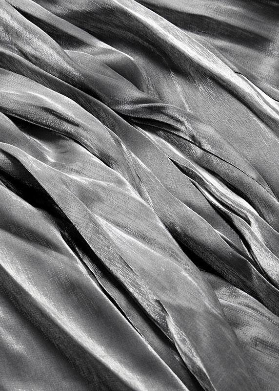 Plus Size Grey Patchwork Asymmetrical design Silk Skirt