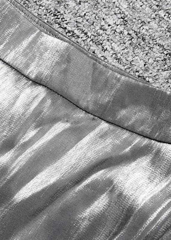 Plus Size Grey Patchwork Asymmetrical design Silk Skirt