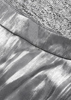 Plus Size Grey Patchwork Asymmetrical design Silk Skirt