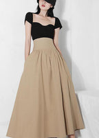 Plus Size Khaki tie waist Ruffles Summer Skirts