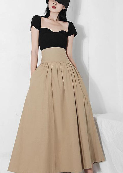Plus Size Khaki tie waist Ruffles Summer Skirts