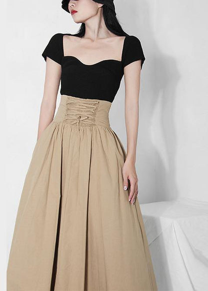 Plus Size Khaki tie waist Ruffles Summer Skirts