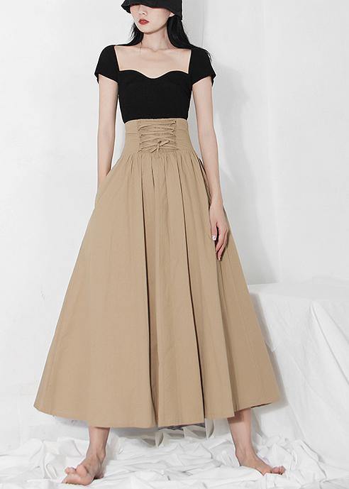 Plus Size Khaki tie waist Ruffles Summer Skirts