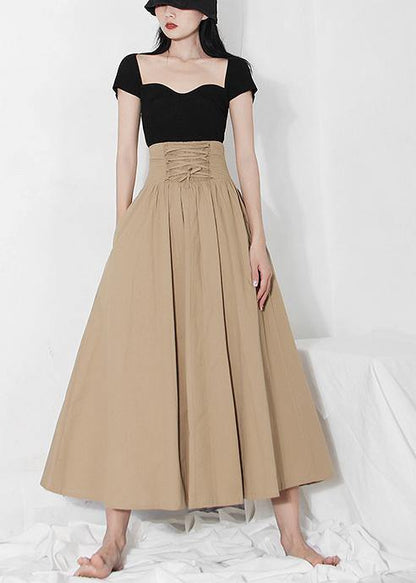 Plus Size Khaki tie waist Ruffles Summer Skirts