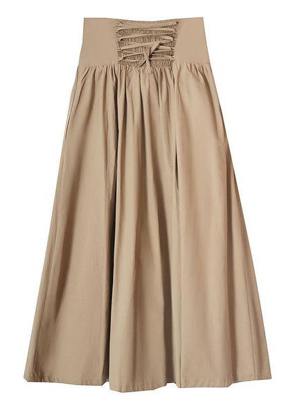 Plus Size Khaki tie waist Ruffles Summer Skirts