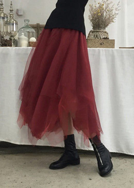 Plus Size Mulberry Asymmetrical fashion Tulle Skirts Spring