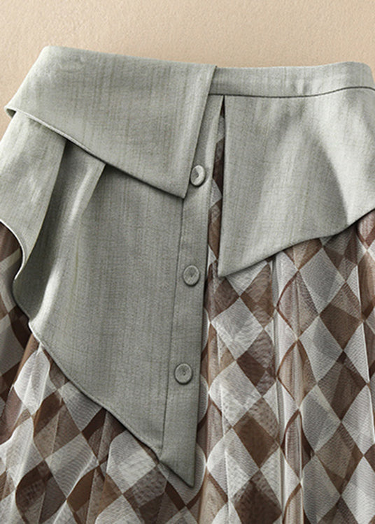 Plus Size Natural high waist Tulle Plaid Skirts Spring