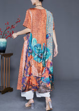 Load image into Gallery viewer, Plus Size Orange Oversized Print Pockets Silk Vacation Dresses Summer