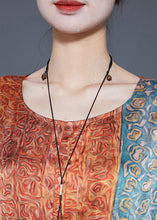 Load image into Gallery viewer, Plus Size Orange Oversized Print Pockets Silk Vacation Dresses Summer