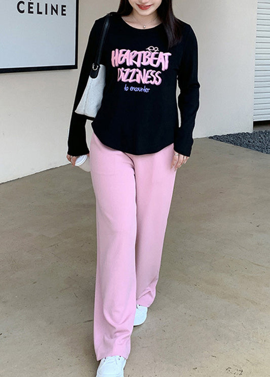 Plus Size Pink Draping High Waist Spandex Straight Pants Fall