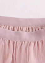 Plus Size Pink Lace Patchwork Tulle Maxi Skirt Summer