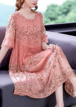 Load image into Gallery viewer, Plus Size Pink O-Neck Patchwork Print Tulle Party Dress Summer