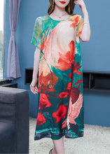 Load image into Gallery viewer, Plus Size Red O Neck Print Patchwork Chiffon Dresses Summer