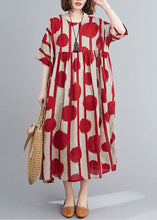 Load image into Gallery viewer, Plus Size Red Oversized Print Cotton Vacation Dress Summer