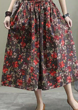 Load image into Gallery viewer, Plus Size Red elastic waist Print Cotton Skirts Spring