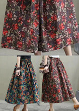 Load image into Gallery viewer, Plus Size Red elastic waist Print Cotton Skirts Spring