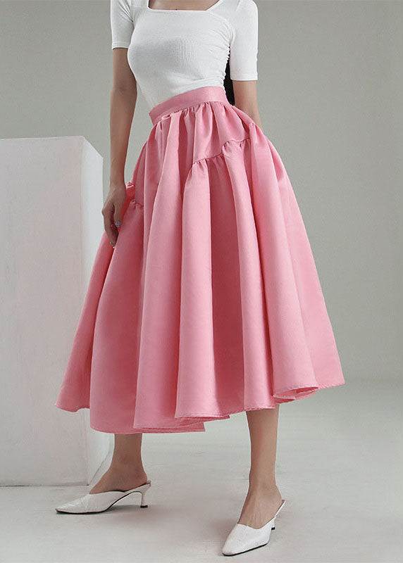 Plus Size Vintage Pink pleated Skirt Spring