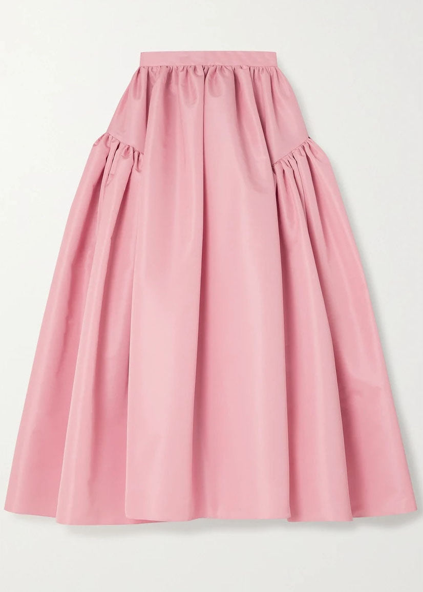 Plus Size Vintage Pink pleated Skirt Spring