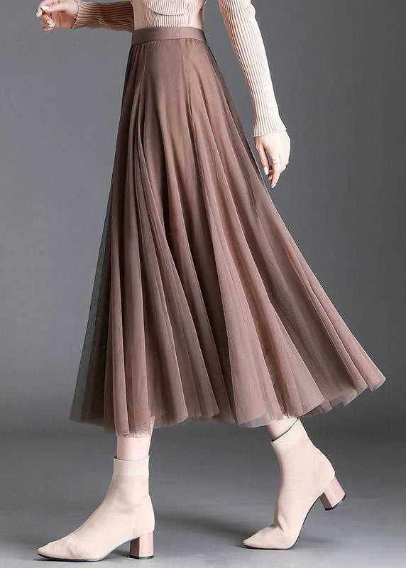 Plus Size Women Grey tulle a line skirts Spring