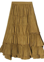 Plus Size Yellow Cinched Tiered Summer Skirt