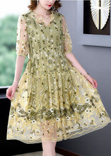 Load image into Gallery viewer, Plus Size Yellow Ruffled Embroideried Tulle Party Dress Summer