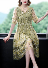 Load image into Gallery viewer, Plus Size Yellow Ruffled Embroideried Tulle Party Dress Summer