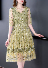 Load image into Gallery viewer, Plus Size Yellow Ruffled Embroideried Tulle Party Dress Summer