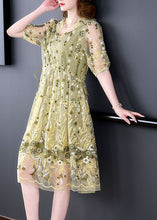 Load image into Gallery viewer, Plus Size Yellow Ruffled Embroideried Tulle Party Dress Summer