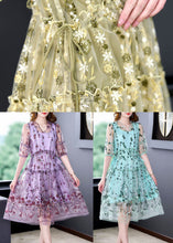 Load image into Gallery viewer, Plus Size Yellow Ruffled Embroideried Tulle Party Dress Summer