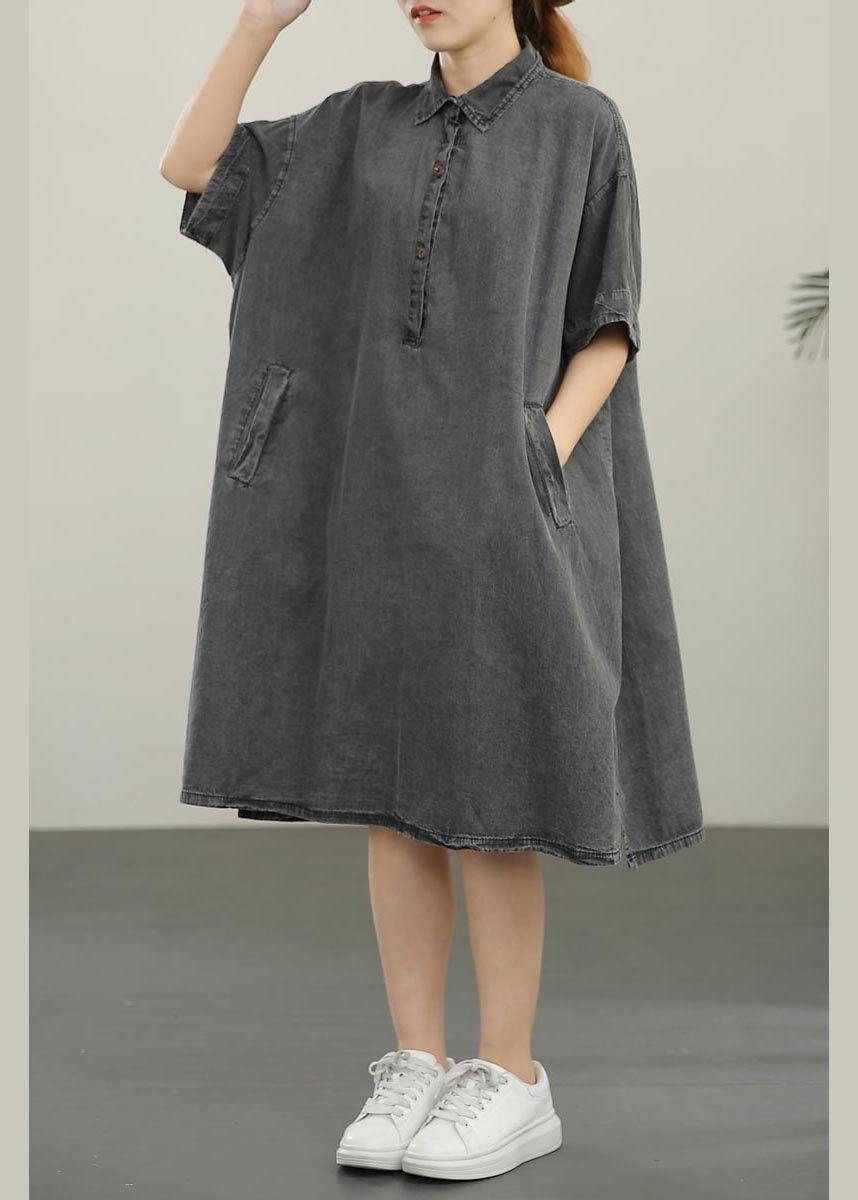 Polo Collar Thin Denim Dress For Women In Summer