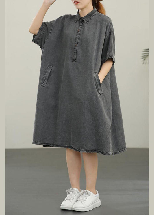 Polo Collar Thin Denim Dress For Women In Summer