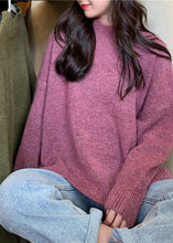 Load image into Gallery viewer, Pullover pink knitted pullover high neck plus size knitwear