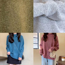 Load image into Gallery viewer, Pullover pink knitted pullover high neck plus size knitwear