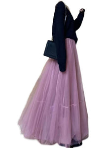 Purple Exra Large Hem Tulle Skirts Wrinkled Spring