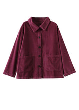 Load image into Gallery viewer, Purple Loose Pockets Shirt Top Long Sleeve Corduroy Coat