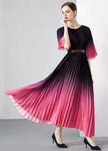 Load image into Gallery viewer, Purple Patchwork Loose Chiffon Long Dress Wrinkled O Neck Summer