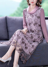 Load image into Gallery viewer, Purple Patchwork Tulle Maxi Dresses Embroideried Spring