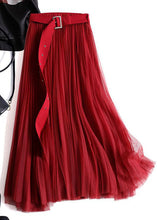 Load image into Gallery viewer, Red Brief Tulle A Line Skirts Wrinkled Spring