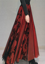 Load image into Gallery viewer, Red Elastic Waist Patchwork Tulle Maxi Skirt Spring