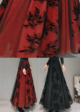 Load image into Gallery viewer, Red Elastic Waist Patchwork Tulle Maxi Skirt Spring