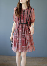 Load image into Gallery viewer, Red Patchwork Lace Chiffon A Line Dresses O-Neck Summer