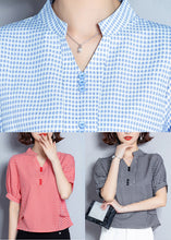 Load image into Gallery viewer, Red Plaid Chiffon Blouses Oversized Wrinkled Short sleeve