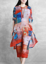 Load image into Gallery viewer, Red printed suit women loose mid-length shirt casual fashion two-piece suit