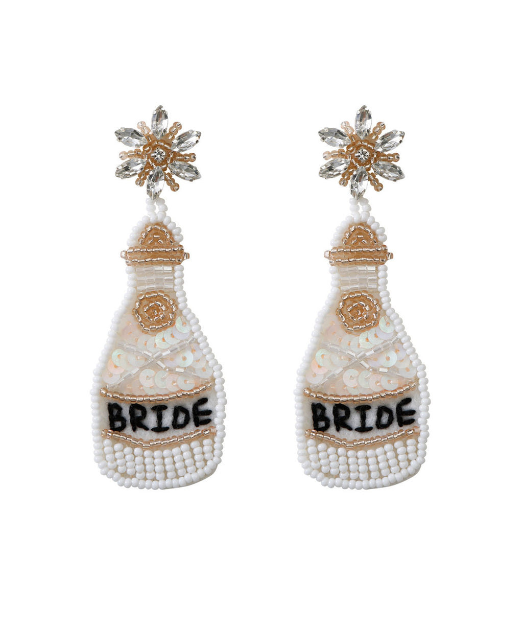 Regular White Hand Knitting Rice Ball Graphic Wine Bottle Drop Earrings