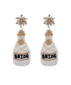 Regular White Hand Knitting Rice Ball Graphic Wine Bottle Drop Earrings