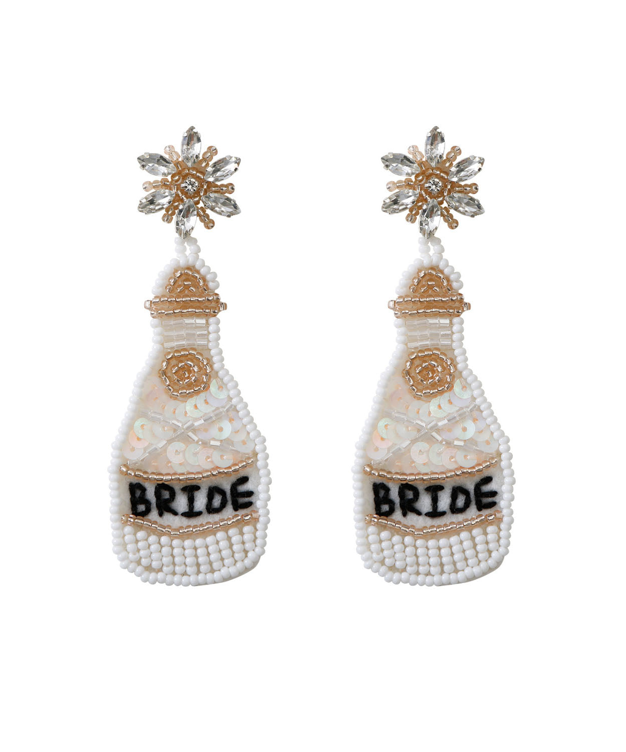 Regular White Hand Knitting Rice Ball Graphic Wine Bottle Drop Earrings